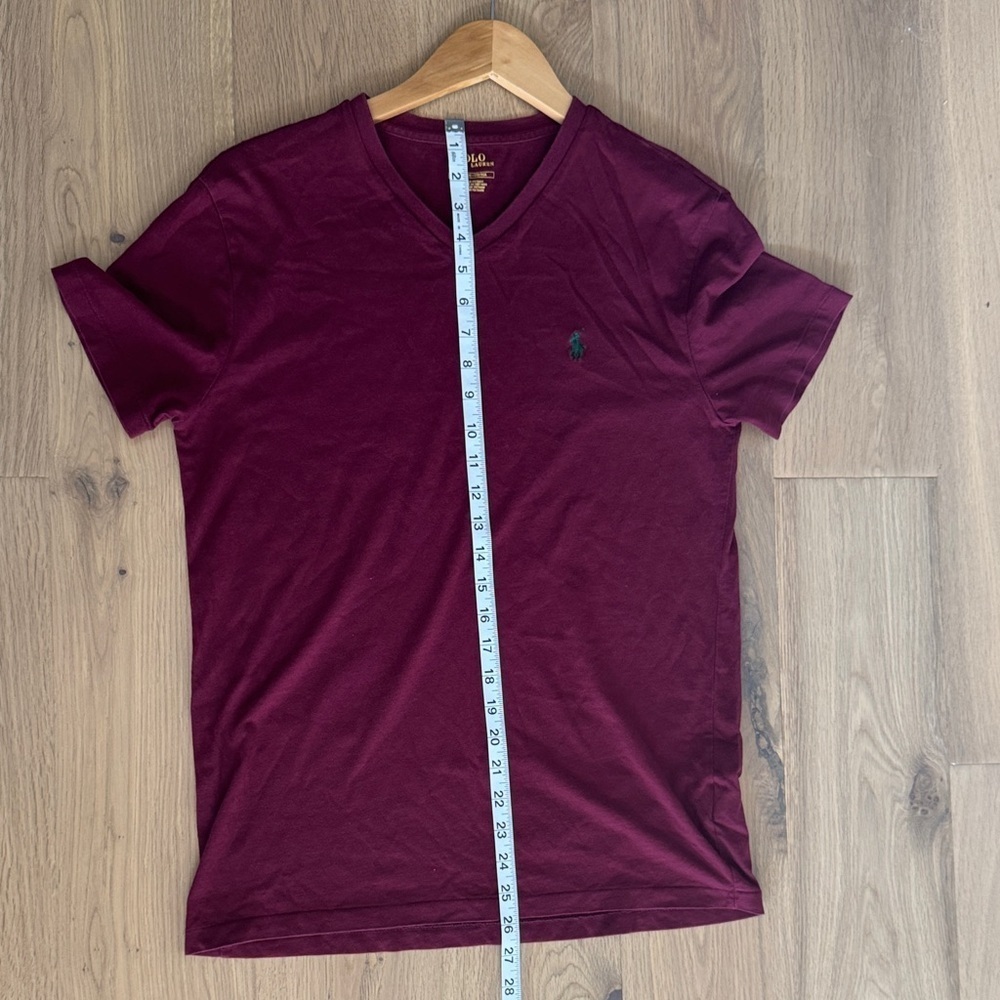 Polo Ralph Lauren Men's Burgundy V-Neck Tee - Picture 6 of 6